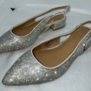 a new day Elle Rhinestone Silver Slingback Heels size 7